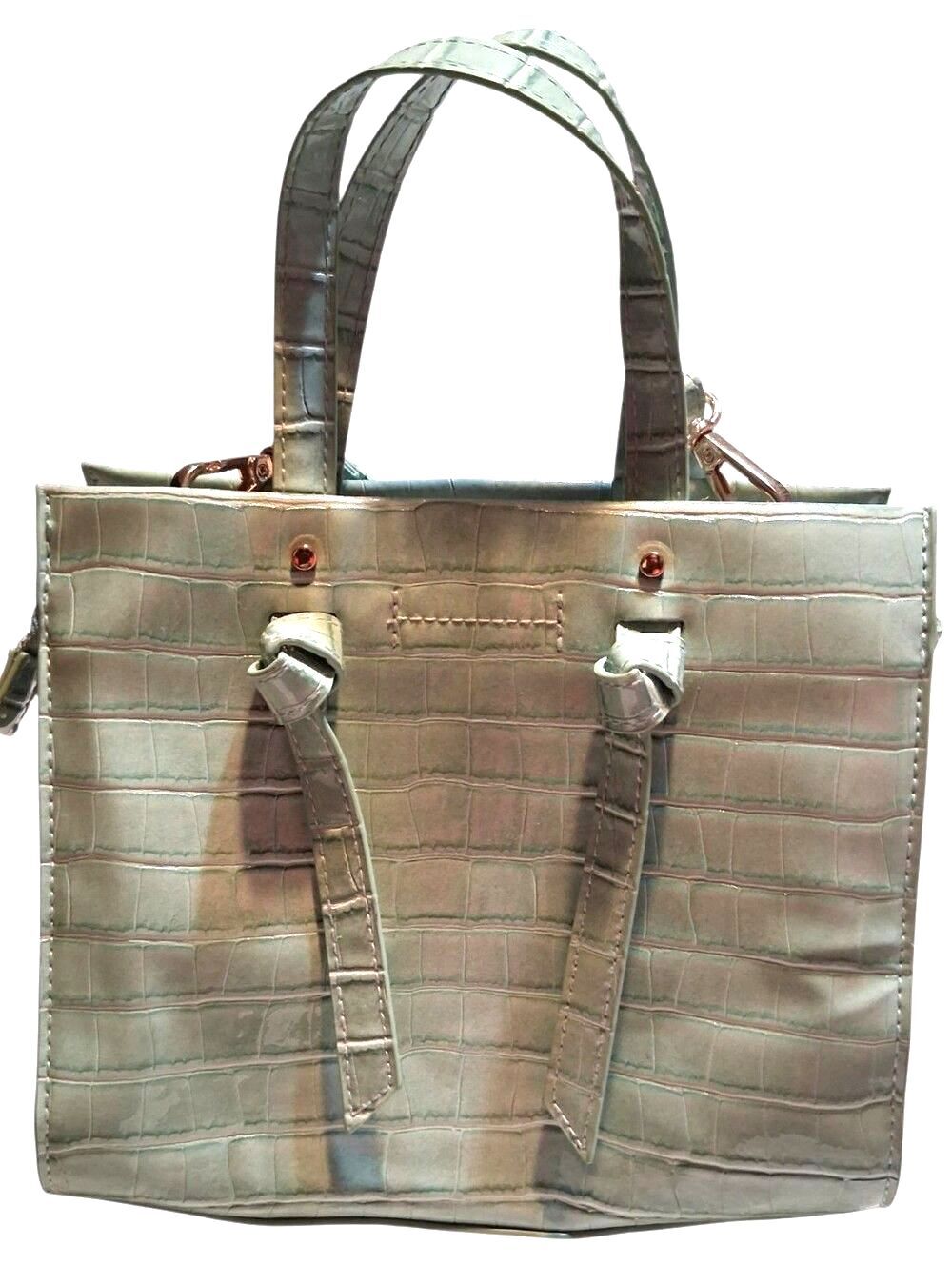 Cato Sage Green Croc Embossed Mini Satchel Crossbody Bag Top Handle Purse - Picture 6 of 12